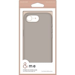 iPhone 16e用 ハイブリッドシリコンケース ショルダーストラップ付き ＆Me グレージュ PM-A25SSCSHGB
