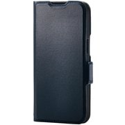 iPhone 16e用 レザーケース 手帳型 耐衝撃 磁石付き ステッチ カード収納充実 ネイビー PM-A25SPLFY3NV