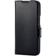 iPhone 16e用 レザーケース 手帳型 耐衝撃 磁石付き ステッチ カード収納充実 ブラック PM-A25SPLFY3BK