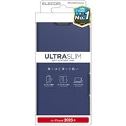iPhone 16e用 レザーケース 手帳型 UltraSlim 薄型 磁石付き ネイビー PM-A25SPLFUNV