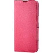 iPhone 16e用 レザーケース 手帳型 UltraSlim Flowers 薄型 磁石付き ディープピンク PM-A25SPLFUJPND