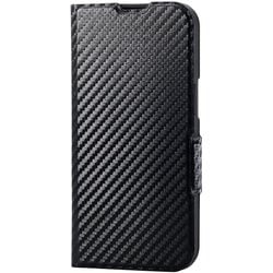 iPhone 16e用 レザーケース 手帳型 UltraSlim 薄型 磁石付き カーボンブラック PM-A25SPLFUCB