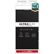 iPhone 16e用 レザーケース 手帳型 UltraSlim 薄型 磁石付き カーボンブラック PM-A25SPLFUCB