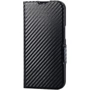 iPhone 16e用 レザーケース 手帳型 UltraSlim 薄型 磁石付き カーボンブラック PM-A25SPLFUCB