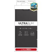 iPhone 16e用 レザーケース 手帳型 UltraSlim 薄型 磁石付き ブラック PM-A25SPLFUBK