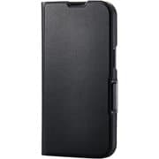 iPhone 16e用 レザーケース 手帳型 UltraSlim 薄型 磁石付き ブラック PM-A25SPLFUBK