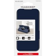 iPhone 16e用 ソフトレザーケース 薄型 磁石付 MAGKEEP ネイビー PM-A25SPLFMGNV