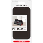 iPhone 16e用 ソフトレザーケース 薄型 磁石付 MAGKEEP ブラック PM-A25SPLFMGBK