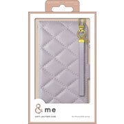iPhone 16e用 レザーケース 手帳型 キルティング ハンドストラップ付き ＆Me ラベンダー PM-A25SPLFJM4PU