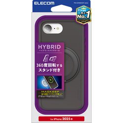 iPhone 16e用 ハイブリッドケース MAGKEEP スタンド マットブラック PM-A25SMAGSTBK