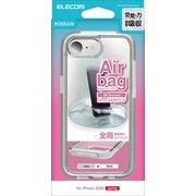 iPhone 16e用 ハイブリッドケース エアバッグ 全周 MUBRAIN ブラック×クリア PM-A25SHVAIR2WH