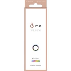 iPhone 16e用 カメラレンズガラスフィルム グリッター ＆me レインボー PM-A25SFLLG2RAG