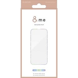 iPhone 16e/14/13/13 Pro用 ガラスフィルム フレーム付き 高透明 ＆Me ホワイトオーロラ PM-A25SFLGFWHAR