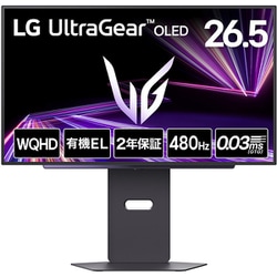 ゲーミングモニター/LG UltraGear OLED/26.5型/WQHD（2560×1440）/有機ELパネル（MLA）/アンチグレア/DisplayHDR True Black 400/480Hz/0.03ms（ClearMR 21000）/HDMI×2 DP×1/2年保証 27GX790A-B