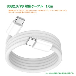 USB2.0ケーブル Type-C to Type-C PD対応 1.0m ホワイト RM-99WHCC（1.0m）