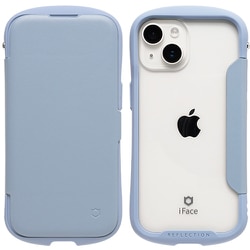 iPhone 15/14/13用 iFace Reflection ダイアリー ポリカーボネート クリアケース ペールブルー 41-983539