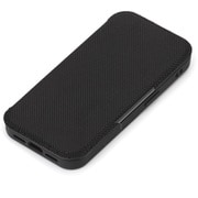 iPhone 16e用 ガラスフリップケース ナイロンメッシュ調/ブラック PG-25KGF03BK
