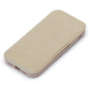 iPhone 16e用 ガラスフリップケース スエード調/ベージュ PG-25KGF08BE