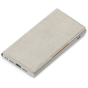 iPhone 16e用 マグネットアクセサリー対応 クリアフリップケース スエード調/グレー PG-25KMC04GY