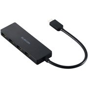 USB Type-C ハブ USB2.0 USB-A×4 バスパワー コンパクト 薄型 ケーブル長15cm ブラック U2HC-H040XBK