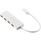 USB Type-C ハブ USB2.0 USB-A×4 バスパワー コンパクト 薄型 ケーブル長15cm しろちゃん（ホワイト×ブラック） U2HC-H040XWF