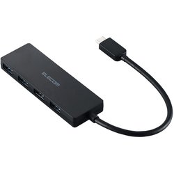 USB Type-C ハブ USB3.2 Gen1 USB-A×4 バスパワー コンパクト 薄型 ケーブル長15cm ブラック U3HC-H040XBK