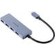 USB Type-C ハブ USB3.2 Gen1 USB-A×4 バスパワー コンパクト 薄型 ケーブル長15cm ネイビー U3HC-H040XNV
