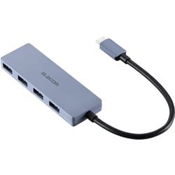 USB Type-C ハブ USB3.2 Gen1 USB-A×4 バスパワー コンパクト 薄型 ケーブル長15cm ネイビー U3HC-H040XNV