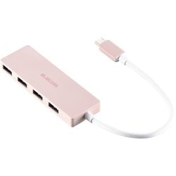 USB Type-C ハブ USB3.2 Gen1 USB-A×4 バスパワー コンパクト 薄型 ケーブル長15cm ピンク U3HC-H040XPN