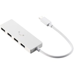 USB Type-C ハブ USB3.2 Gen1 USB-A×4 バスパワー コンパクト 薄型 ケーブル長15cm しろちゃん（ホワイト×ブラック） U3HC-H040XWF
