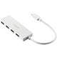 USB Type-C ハブ USB3.2 Gen1 USB-A×4 バスパワー コンパクト 薄型 ケーブル長15cm ホワイト U3HC-H040XWH