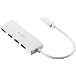 USB Type-C ハブ USB3.2 Gen1 USB-A×4 バスパワー コンパクト 薄型 ケーブル長15cm ホワイト U3HC-H040XWH