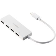 USB Type-C ハブ USB3.2 Gen1 USB-A×4 バスパワー コンパクト 薄型 ケーブル長15cm ホワイト U3HC-H040XWH