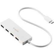 USB Type-C ハブ USB3.2 Gen1 USB-A×4 バスパワー コンパクト 薄型 ケーブル長30cm ホワイト U3HC-H041XWH