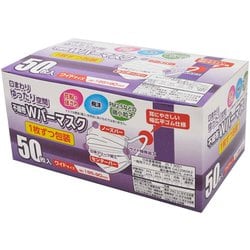 マスク 不織布 立体 プリーツ 使い捨て 大きめ ワイド(185×90mm) 個包装 50枚 箱入り ダブルバー ZB-5604
