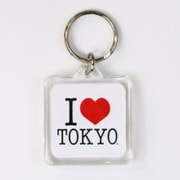 I LOVE TOKYO キーホルダー 四角形 ホワイト