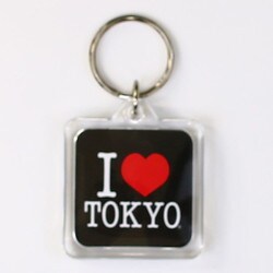 I LOVE TOKYO キーホルダー 四角形 ブラック