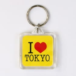 I LOVE TOKYO キーホルダー 四角形 イエロー