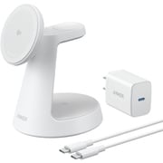 ワイヤレス充電器 Anker MagGo Wireless Charging Station (3-in-1, Dock Stand) ホワイト B25M4521