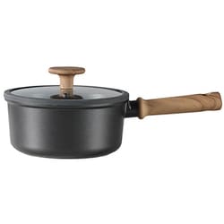 片手鍋 ソースパン 18cm IH ガス火対応 ガラス蓋付 ブラック NM-5107
