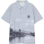 ゴルフウェアメンズ M-アイスタッチカノコ フウケイハンソデポロシャツ シャツ半袖 M Lグレー 011-23340-48-011