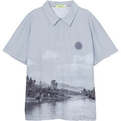 ゴルフウェアメンズ M-アイスタッチカノコ フウケイハンソデポロシャツ シャツ半袖 L Lグレー 011-23340-50-011