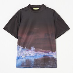 ゴルフウェアメンズ M-ダブルメッシュ フウケイハンソデモック シャツ半袖 L ブラック 011-23341-50-019