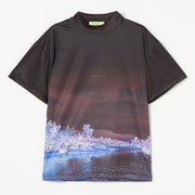ゴルフウェアメンズ M-ダブルメッシュ フウケイハンソデモック シャツ半袖 XL ブラック 011-23341-52-019