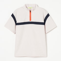 ゴルフウェアメンズ M-ワッフル ハンソデハーフジップ シャツ半袖 M Lベージュ 011-23342-48-051
