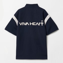 サイズ：48 VIVA HEART ビバハート  ハーフジップ 半袖ブルゾン 総柄 ネイビー系 [240101415310] ゴルフウェア メンズ ストスト VIVA HEART ビバハート ハーフジップ 半袖ブルゾン 総柄