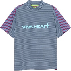 ゴルフウェアメンズ M-ボーダーコンビハンソデカットソー シャツ半袖 L サックス 011-23345-50-091