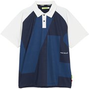 ゴルフウェアメンズ M-高機能ベアテン ハンソデポロシャツ シャツ半袖 M ネイビー 011-23444-48-098