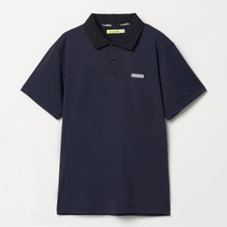 ゴルフウェアメンズ M-高機能ベアテン ジャガードエリポロシャツ シャツ半袖 XL ネイビー 011-23445-52-098