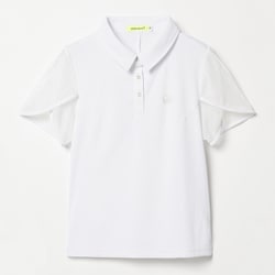 ゴルフウェアレディース L-チューリップスリーブ ダブルメッシュハンソデポロ シャツ半袖 L オフホワイト 012-23340-42-005